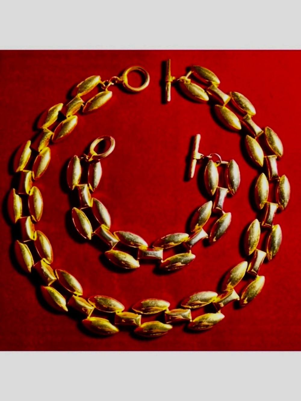 New Thick Gold Link Necklace & Bracelet Set